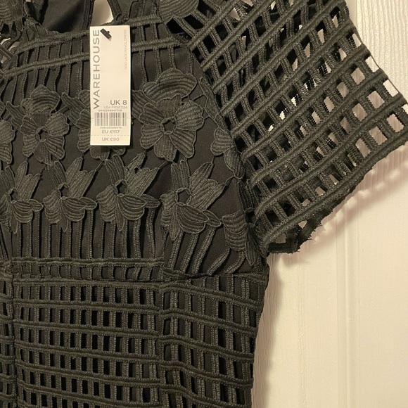 Brand New! ASOS Warehouse Premium Lace Pencil Dress - Black / UK 8 with tags - Picture 3 of 7